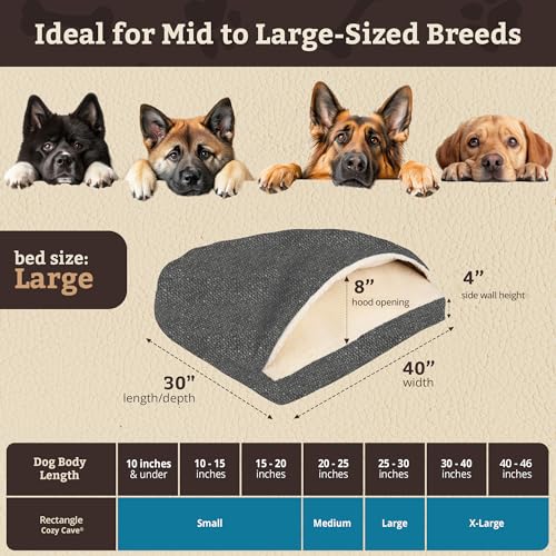 Rectangle Cozy Cave Dog Bed (Merlin Pewter / Large)