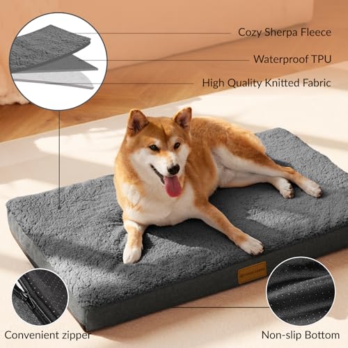 Orthopedic Large Dog Bed Pet Sofa Mat 42''X28'' Dark Grey (42"L x 28"W x 3.5"Th / Dark Grey)