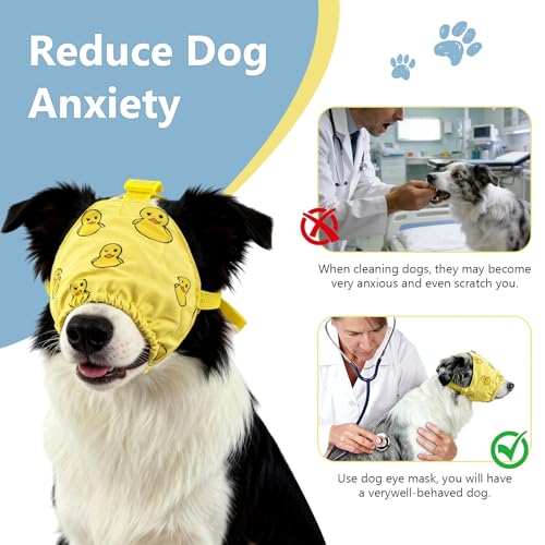 Dog Calming Cap Eye Mask Ducks Nylon Shading Pet Anxiety Mask Muzzle for Grooming Anti Car Sickness (Yellow Duck / S)
