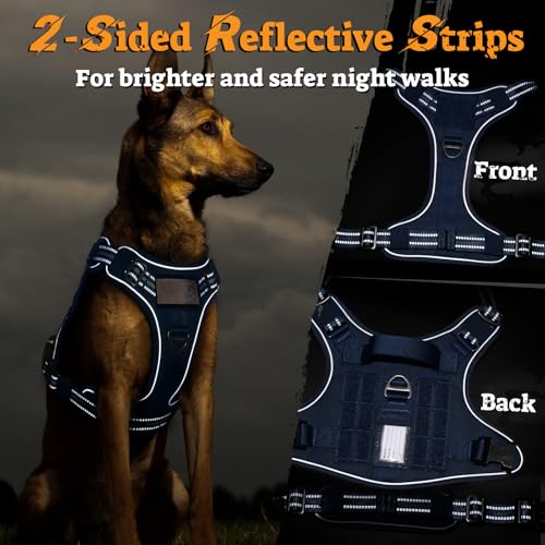 Tactical Dog Harness Medium Sized (M(chest:20.1"-33.9",neck:17.7"-22.3",back:7.5") / Blue)