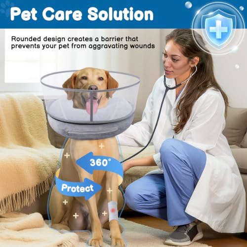 2-in-1 Inflatable Dog Donut Collar for Large Dogs After Surgery (Grey / XL)