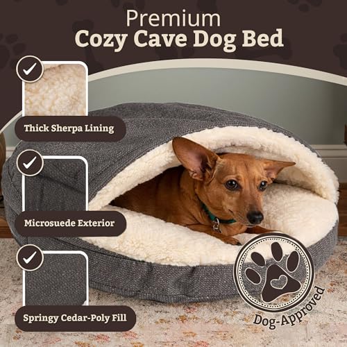 Cozy Cave Dog Bed (45.0"L x 45.0"W x 8.0"Th / Merlin Pewter)