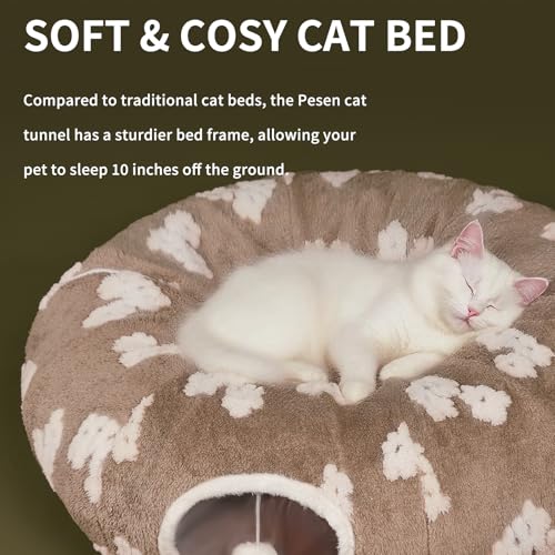 Cat Tunnel Bed with Soft Cushion for Indoor Cats and Kittens