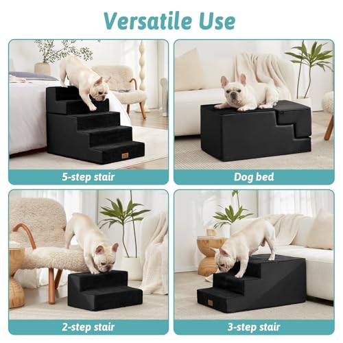 Dog Stairs for Small Dogs (Black / 17.7x29.5x23.6 inch)