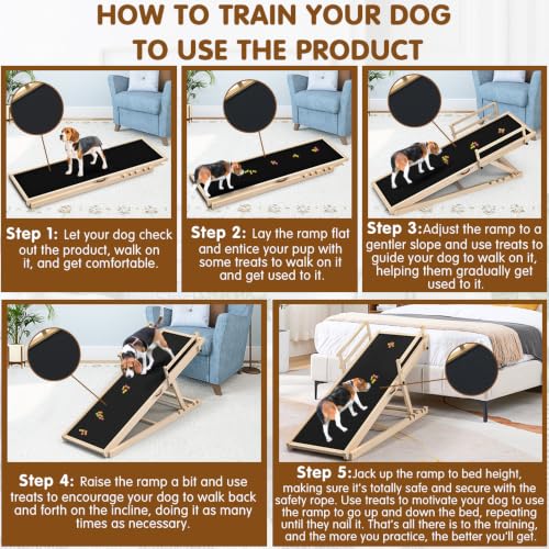 Dog Ramp for Couch (55.11"L*20.21"W*19.68"~27.55"H)