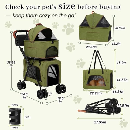 Double Pet Stroller (Green)