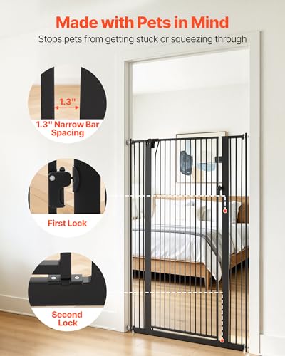 Extra Tall Pet Gate for Cats (Black / 29-41" Wide x 56" Tall)