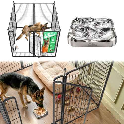 Rollick Dog Playpen with Stainless Steel Lick Mat (Black / 45"H)