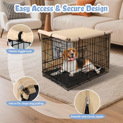 Dog Crate Cover (30.0"L x 19.3"W x 21.3"H / Beige)