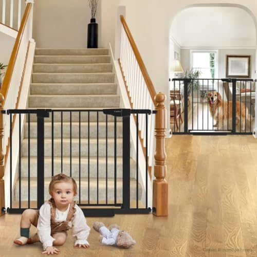 2 Pack 30 46" Baby Gate for Stairs (Black / 30"-46"W x 30.5"H | 2 Pack)