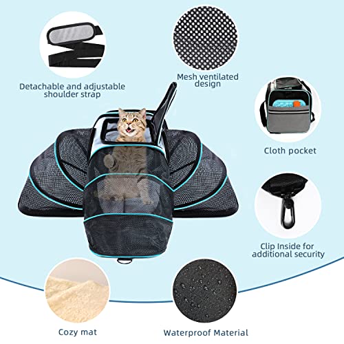 Cat Dog Airline Approved Expandable Pet Carrier for Small Pets (43.0"L x 32.0"W x 12.0"H)