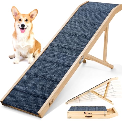 Dog Ramp for Bed (Wood / 64"X 17inch)