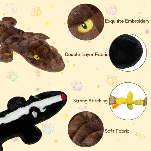 No Stuffing Dog Squeak Toys (Black, dark brown)