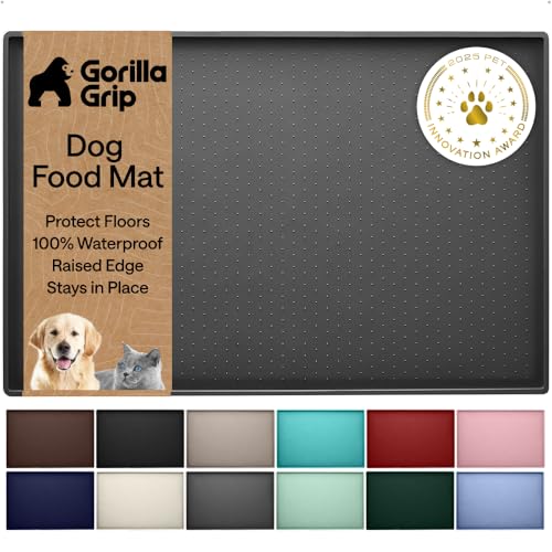 Dog Food Mat 100% Waterproof Silicone (Charcoal / 32"l X 24"w)