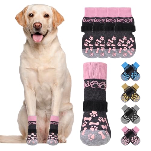 Dog Socks Shoes for Hot Pavement to Prevent Licking Paws (PINK / Small (4 Pack))