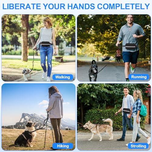 Hands Free Dog Leash with Pouch (Black for 1)
