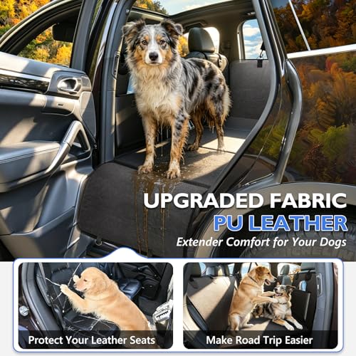 Hard Bottom Dog Car Seat Cover for Back Seat (L - For Cars/ Mid-Size SUV/ Small Truck / Deep Black)