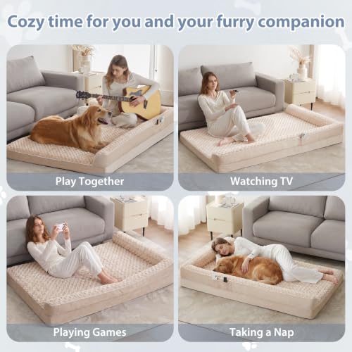 Orthopedic Washable Dog Bed (Beige / 61.0"l x 43.0"w x 7.5"th)