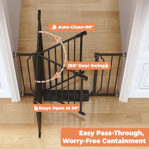 34" Tall Baby Gate No Drilling (Black / 29-40"Wide, 34"Tall)