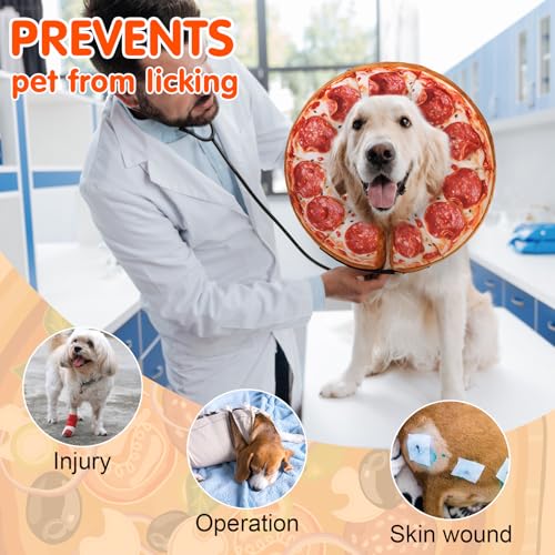 Dog Cone Collar Alternative After Surgery (Pizza / L(Neck:16"-18"))