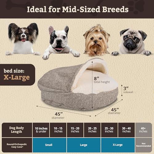 Cozy Cave Dog Bed (45.0"L x 45.0"W x 8.0"Th / Merlin Linen)