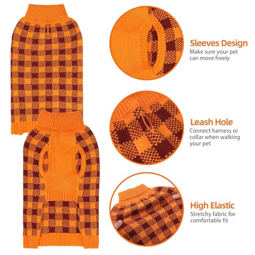 Dog Sweaters for Large Medium Small Dogs (XS - Chest 15", Back 10" / Orange)