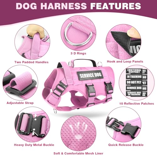 Service Dog Vest Harness for Large Dog (Large / Pink)