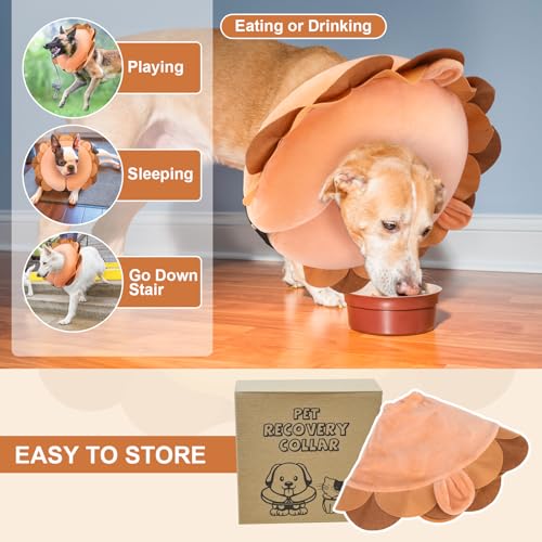 Dog Cone Collar Alternative After Surgery (Brown Lion / S(Neck:11"-13"))