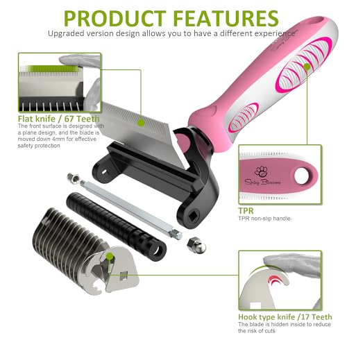 2 in 1 Professional Grooming Rake for Cats & Dogs (Purple)