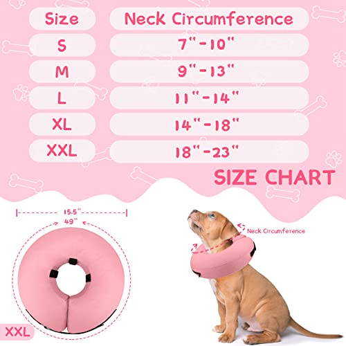 Inflatable Dog Cone Collar Alternative After Surgery (Solid Pink / XXL(Neck 18.5"-23.5"))
