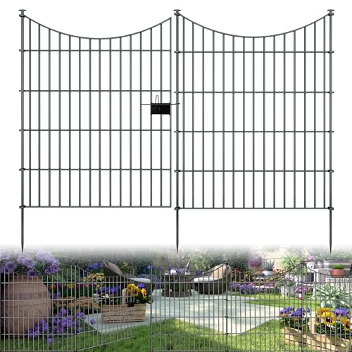 10‑Panel No‑Dig Garden Fence with Gate (10pc 23.6 ft(L) X 32 in(H) with Gate-Concave)