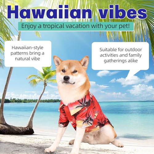 Dog Shirts Hawaii Dog Clothes for Small Medium Large Dogs Owner and Pet Shirts are Sold Separately (2XL-(30.1-45lb)-Chest~31.4" for Pets / Red Only for Pets)