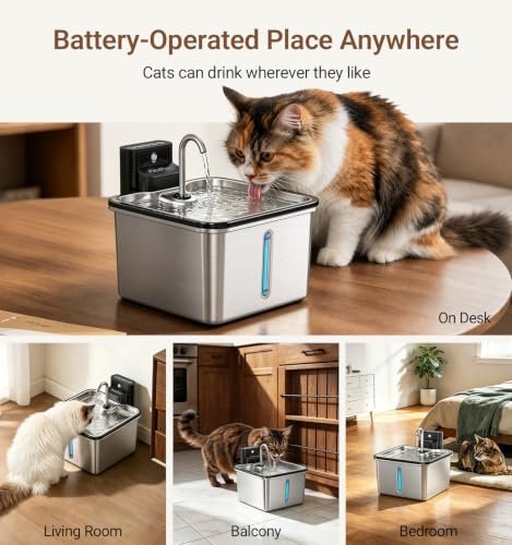 Wireless Cat Water Fountain (Silver)