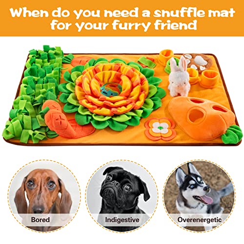 Pet Snuffle Mat for Dogs Sniff Mat Nosework Feeding Mat Slow Feeder Interactive Dog Puzzle Toys for Training and Stress Relief Encourages Natural Foraging Skills (29.5''x18.9'')