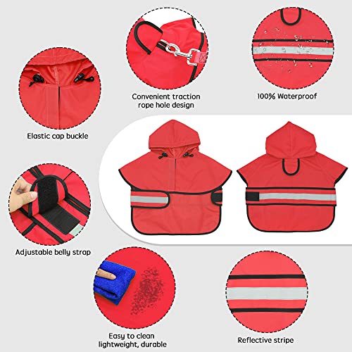 Dog Raincoat Hooded Poncho (Bright Red / X-Large)