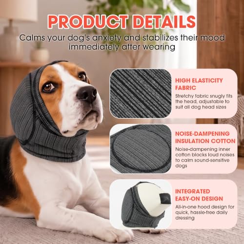 Dog Calming Hood Ear Cover for Anxiety Relief (Grey / X-Large)
