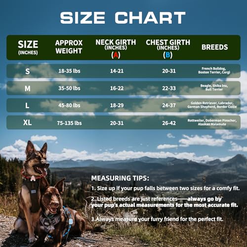 Tactical Dog Harness Medium Sized Dog No Pull Adjustable Dog Vest (Green / M(Neck:16-22",Chest:22-33"),35-50 lbs)
