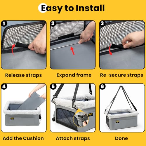 Elevated Pet Car Seat with Cooling Mat (Grey / Dog Car Seat+Cooling Mat)