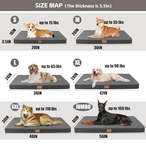 Orthopedic Large Dog Bed Pet Sofa Mat 36''X24'' Dark Grey (36"L x 24"W x 3.5"Th / Dark Grey)
