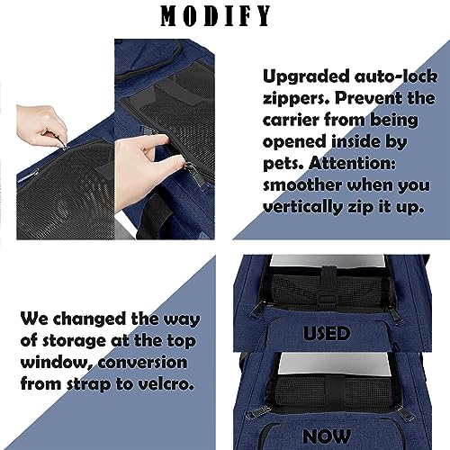 Medium Cat Carrier Large Cat 15 lbs+ Soft Pet Car Cage Small Puppy (Navy / 18.1"L x 11.8"W x 11.8"H)