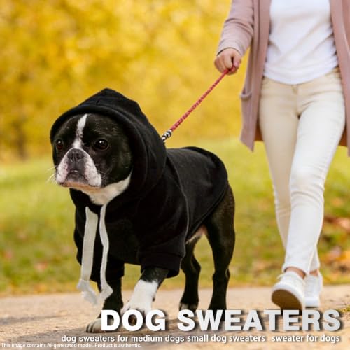 Fleece Dog Hoodie with Leash Hole Dog Clothes for Small to Large Dogs (Black / XX-Large)