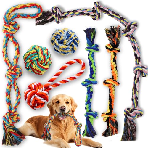 Large Dog Rope Toy for Aggressive Chewers (7 Pack-M-L)