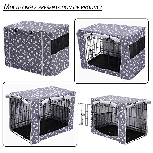 Dog Crate Cover Durable Polyester Pet Kennel Cover Universal Fit for Wire Dog Crate (24.0"L x 17.0"W x 19.0"H / Sky Gray)