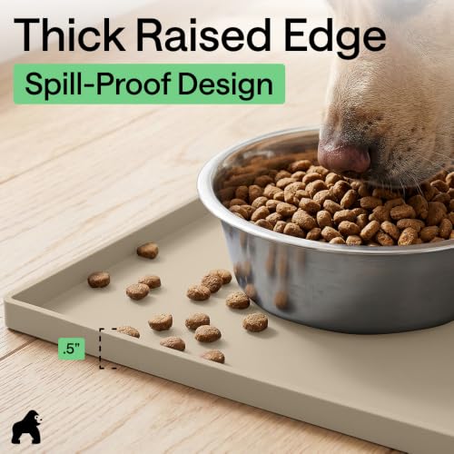 Waterproof Dog Food Mat (Beige / 28" x 18")