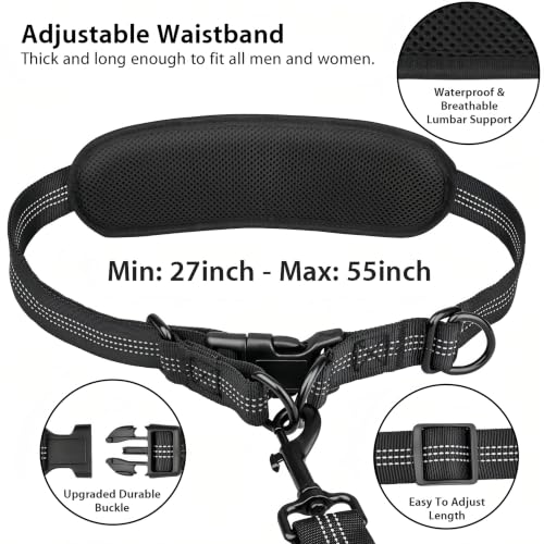 Hands Free Dog Running Leash with Zipper Pouch (Large)