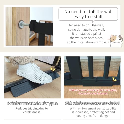 Extra Tall Cat Gate 55.12" High 29.92" (55.12" H-black / 29.92"-34.24" W)