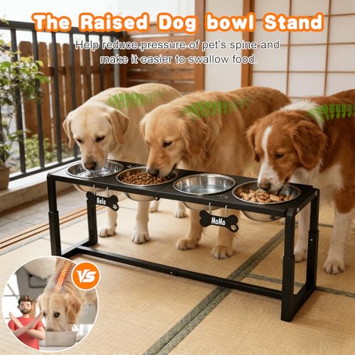 Metal Elevated Dog Bowls for Medium (Black-58oz x 4 / Height: 8.8-14")