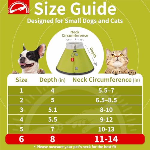 Soft Dog Cone for Small Dogs & Cats (Green (Small Dogs Cone) / 6 (Neck:11"-14"))