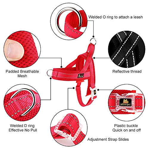 No Pull Dog Harness for Puppy Small Dogs (XS: chest 13.8"-17.3" / Red)