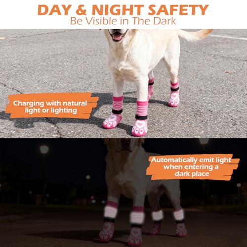 Dog Socks to Prevent Licking Paws with Grippers for Hardwood Floors Anti Slip (Pink / Small)